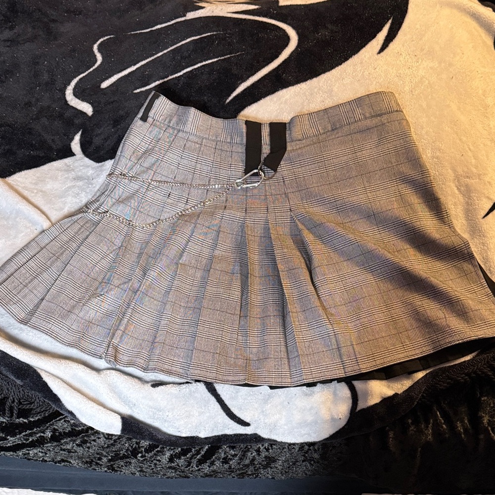 Hell Bunny Plaid Pleated Skirt with Chain Accent Size XL no longer available on